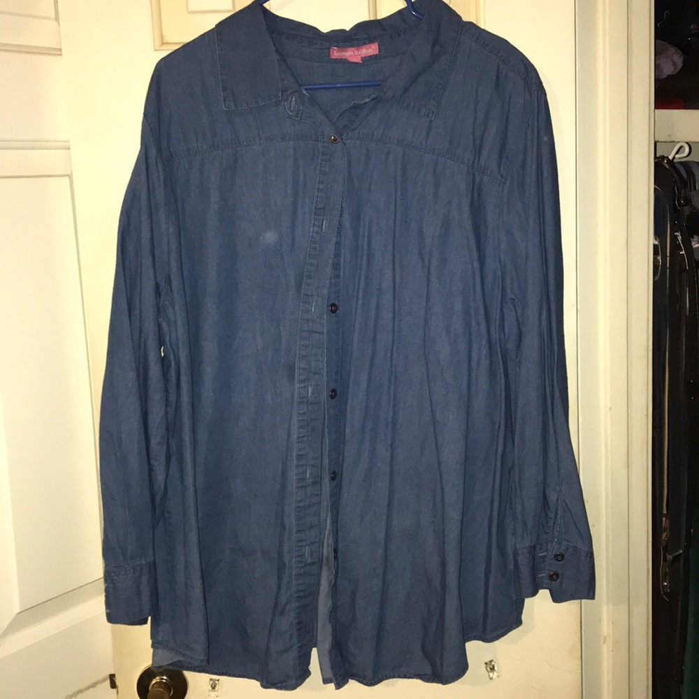 Woman Within Blue Jean Button Down